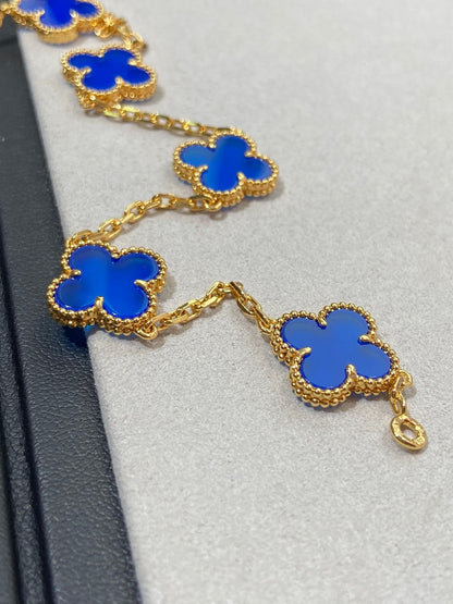 [✨ROSE✨]CLOVER 5 MOTIFS PRUSSIA BLUE BRACELET