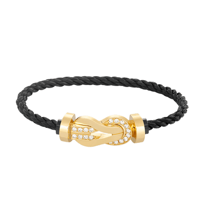[✨ROSE✨]CHANCE LARGE 8 FIGURE BUCKLE HALF DIAMOND BRACELET GOLD