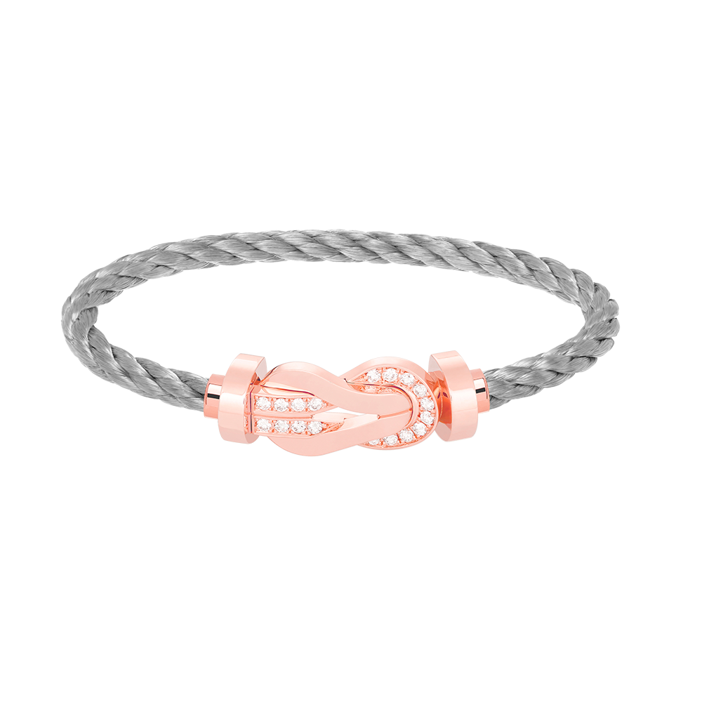 [✨ROSE✨]CHANCE LARGE 8 FIGURE BUCKLE HALF DIAMOND BRACELET ROSE GOLD