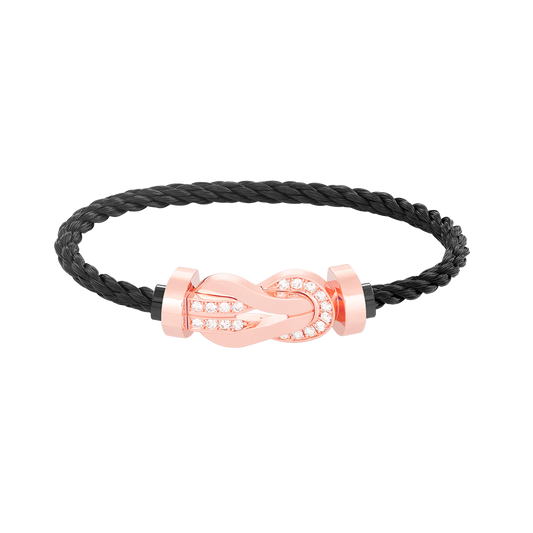 [✨ROSE✨]CHANCE LARGE 8 FIGURE BUCKLE HALF DIAMOND BRACELET ROSE GOLD