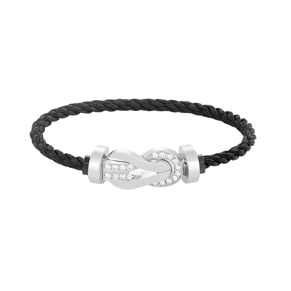 [✨ROSE✨]CHANCE LARGE 8 FIGURE BUCKLE HALF DIAMOND BRACELET SILVER