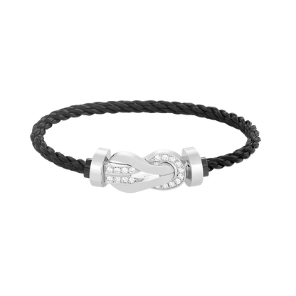 [✨ROSE✨]CHANCE LARGE 8 FIGURE BUCKLE HALF DIAMOND BRACELET SILVER