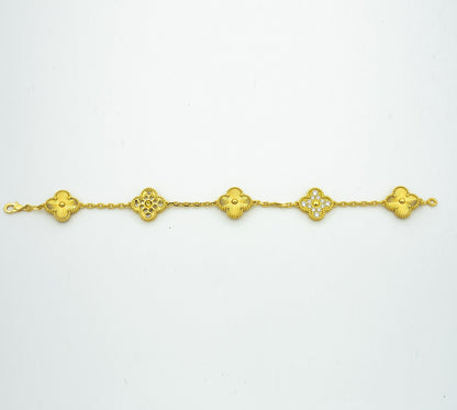 [✨ROSE✨]CLOVER BRACELET 5 MOTIFS GOLD DIAMOND