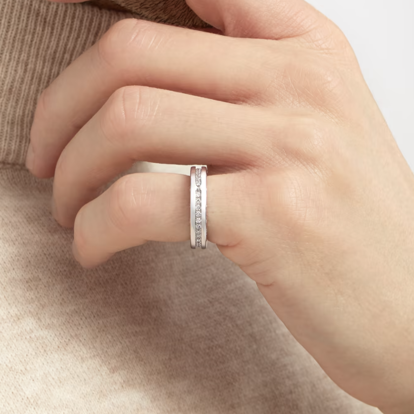 [✨ROSE✨]ZERO 1 ONE-BAND PAVED DIAMONDS ON THE SPIRAL RING
