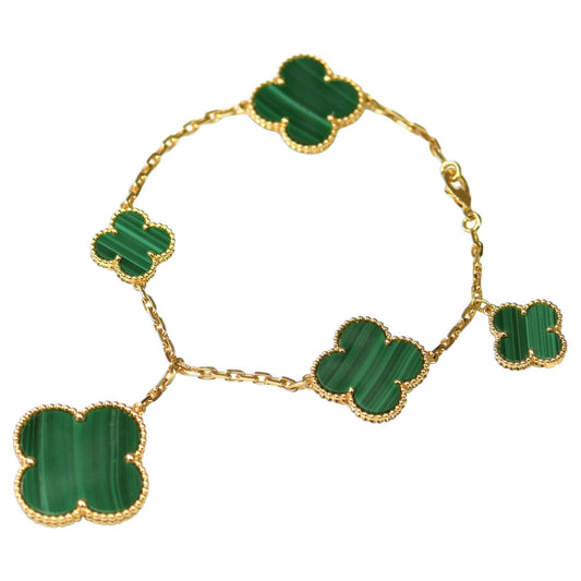 [✨ROSE✨]MAGIC CLOVER MALACHITE GOLD BRACELET 5 MOTIFS