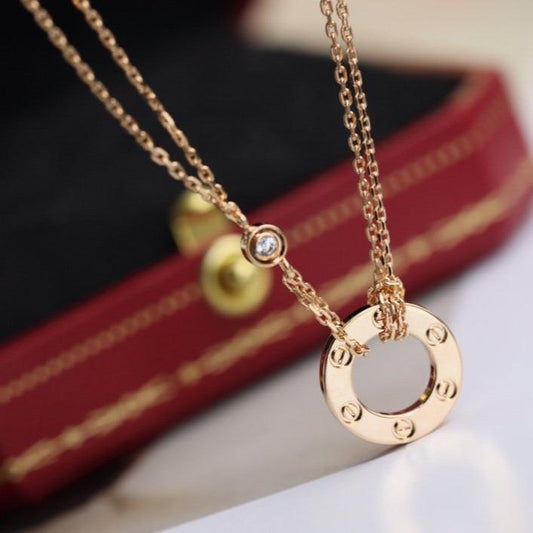 [✨ROSE✨]LOVE NECKLACE ADJUSTABLE ROSE GOLD 2 DIAMOND