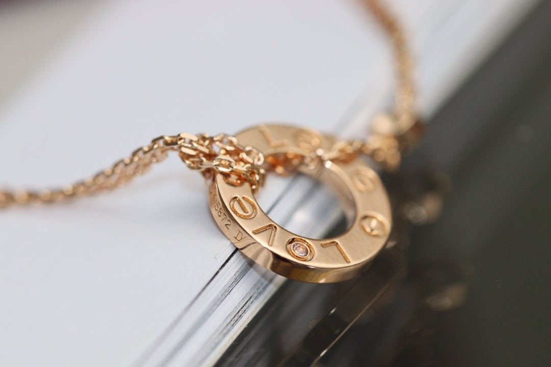 [✨ROSE✨]LOVE NECKLACE ADJUSTABLE ROSE GOLD 2 DIAMOND