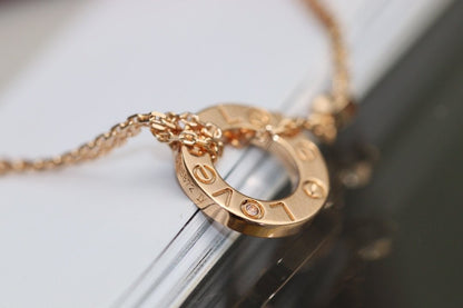 [✨ROSE✨]LOVE NECKLACE ADJUSTABLE ROSE GOLD 2 DIAMOND