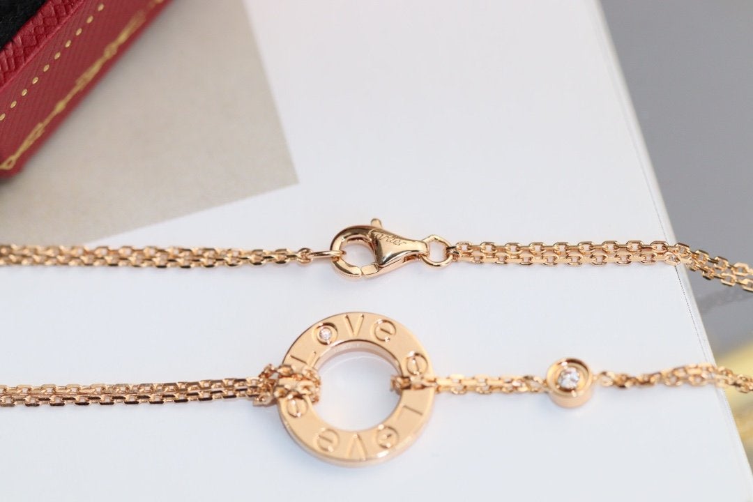 [✨ROSE✨]LOVE NECKLACE ADJUSTABLE ROSE GOLD 2 DIAMOND