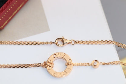 [✨ROSE✨]LOVE NECKLACE ADJUSTABLE ROSE GOLD 2 DIAMOND