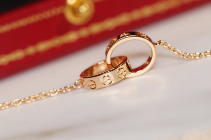 [✨ROSE✨]LOVE NECKLACE PINK GOLD AND SILVER