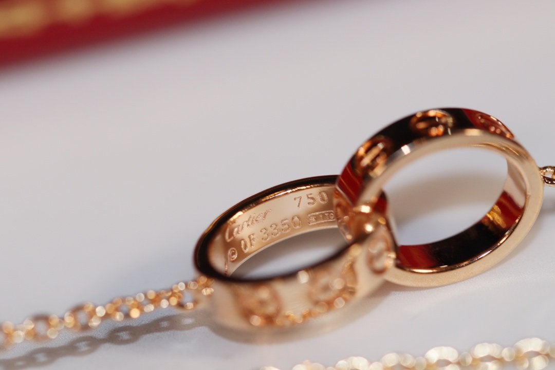 [✨ROSE✨]LOVE NECKLACE PINK GOLD AND SILVER