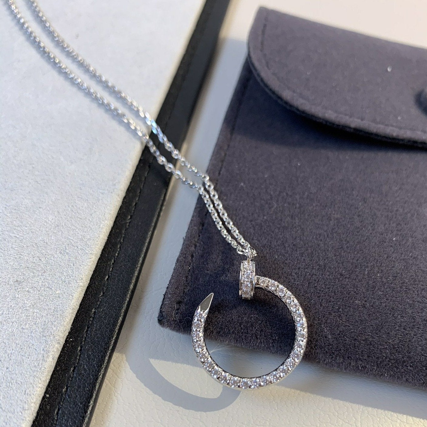 [✨ROSE✨]JUSTE NECKLACE SILVER DIAMONDS