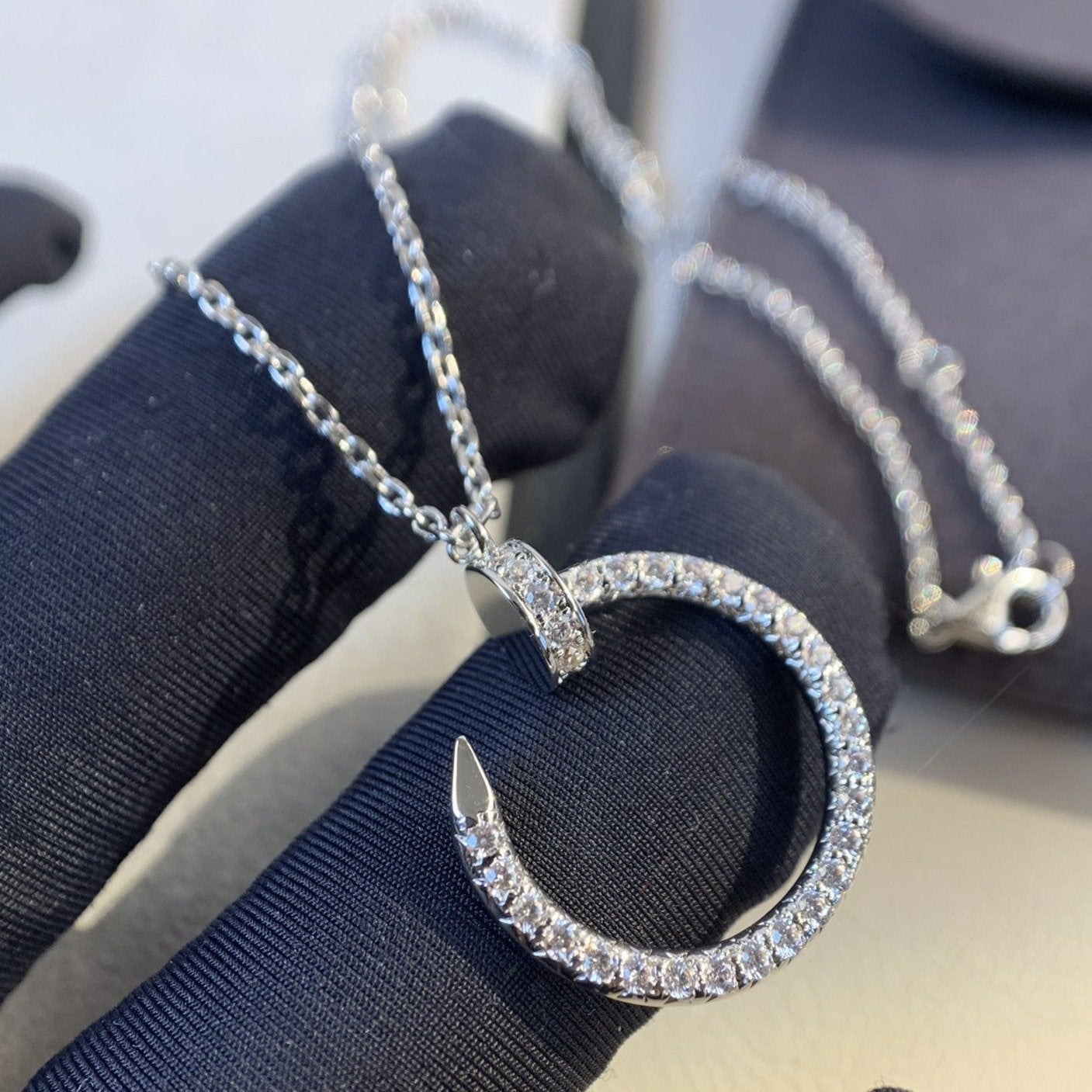 [✨ROSE✨]JUSTE NECKLACE SILVER DIAMONDS