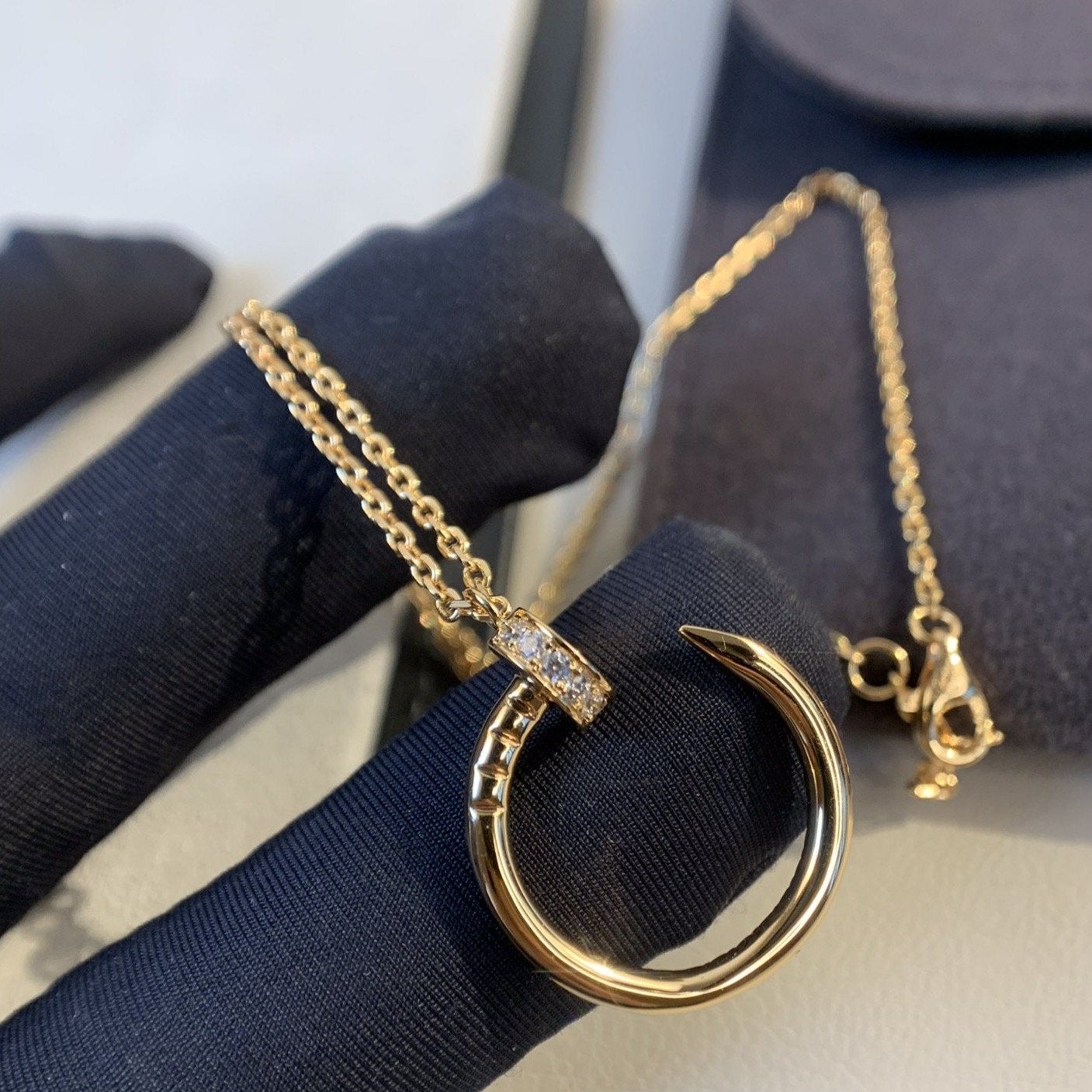 [✨ROSE✨]JUSTE NECKLACE PINK GOLD DIAMONDS