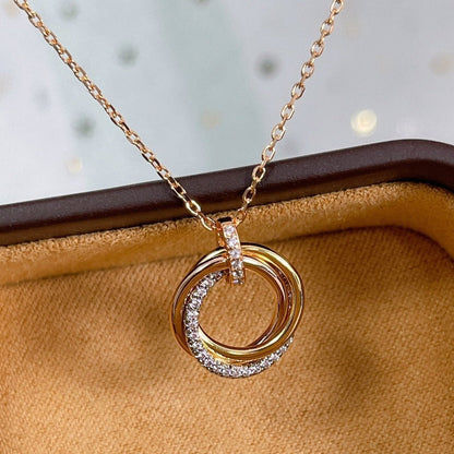 [✨ROSE✨]TRINITY NECKLACE SILVER GOLD PINK GOLD DIAMONDS