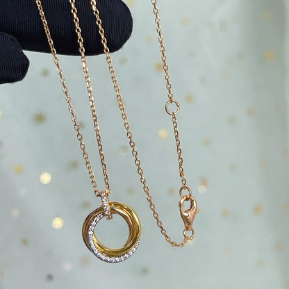 [✨ROSE✨]TRINITY NECKLACE SILVER GOLD PINK GOLD DIAMONDS