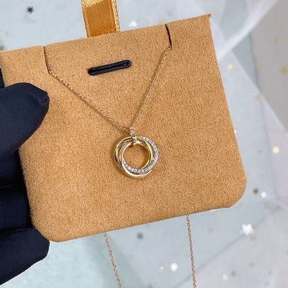 [✨ROSE✨]TRINITY NECKLACE SILVER GOLD PINK GOLD DIAMONDS
