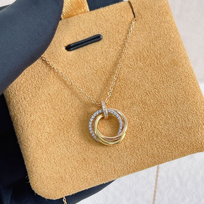 [✨ROSE✨]TRINITY NECKLACE SILVER GOLD PINK GOLD DIAMONDS