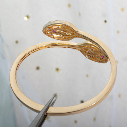 [✨ROSE✨]SERPENTI BRACELET PINK GOLD DIAMOND DOUBLE SNAKE
