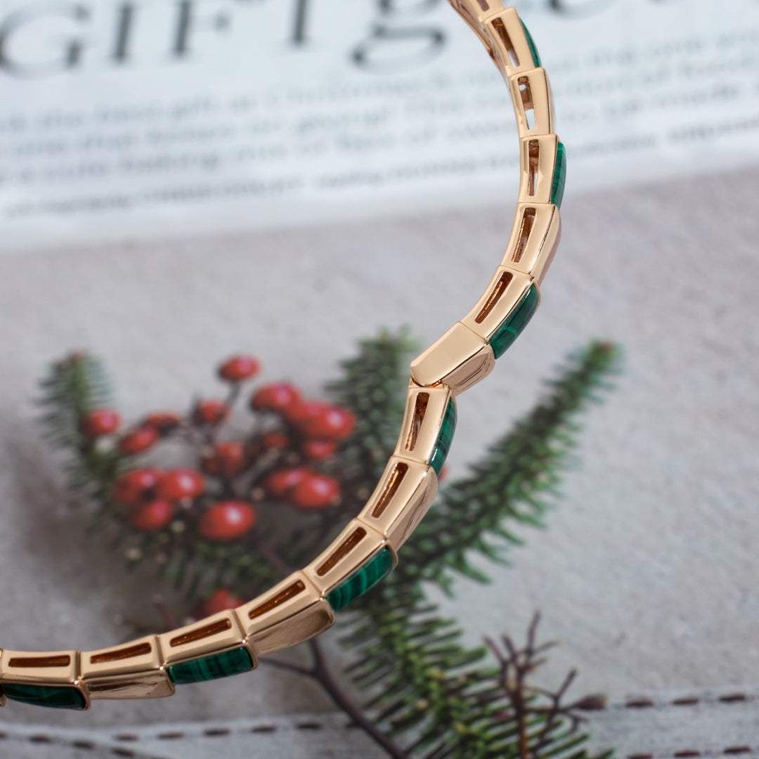 [✨ROSE✨]SERPENTI BRACELET PINK GOLD MALACHITE