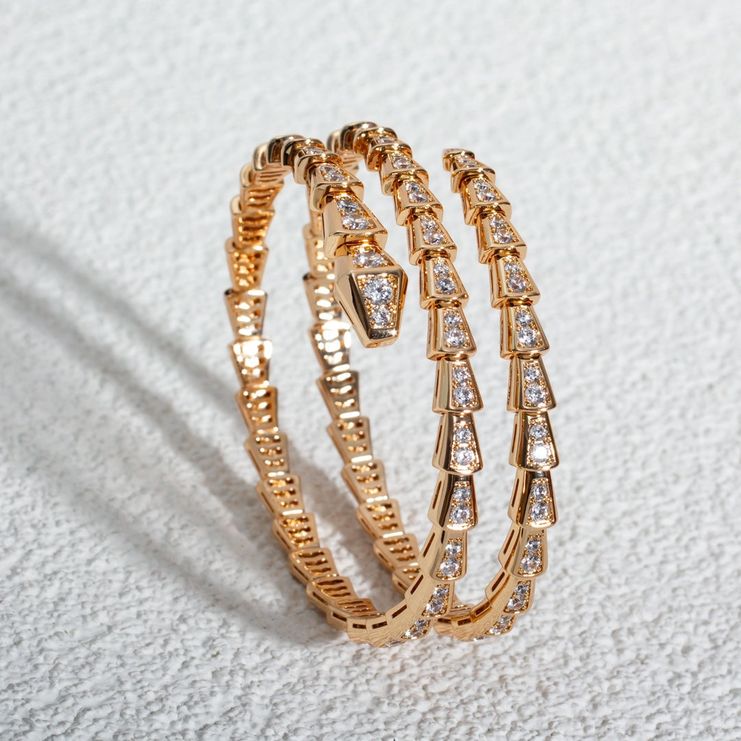 [✨ROSE✨]SERPENTI BRACELET PINK GOLD DIAMOND DOUBLE ROW