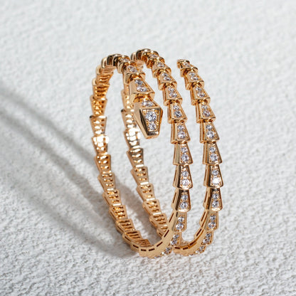[✨ROSE✨]SERPENTI BRACELET PINK GOLD DIAMOND DOUBLE ROW