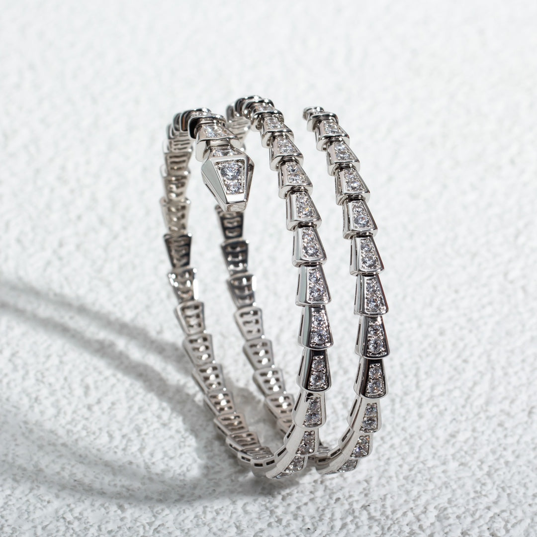 [✨ROSE✨]SERPENTI BRACELET SILVER DIAMOND DOUBLE ROW