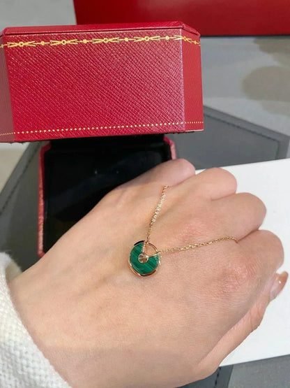[✨ROSE✨]AMULETTE ROSE GOLD MALACHITE NECKLACE