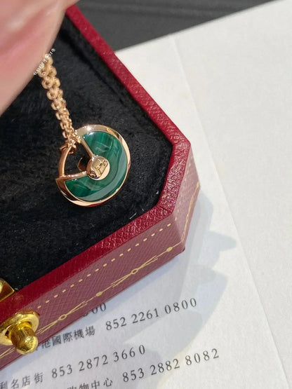 [✨ROSE✨]AMULETTE ROSE GOLD MALACHITE NECKLACE