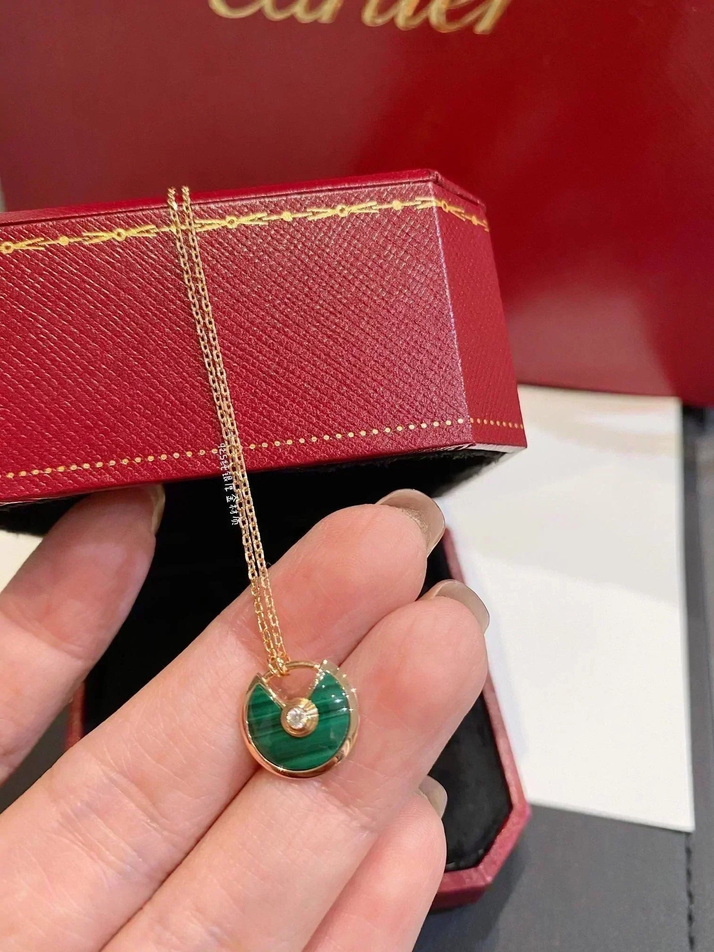 [✨ROSE✨]AMULETTE ROSE GOLD MALACHITE NECKLACE