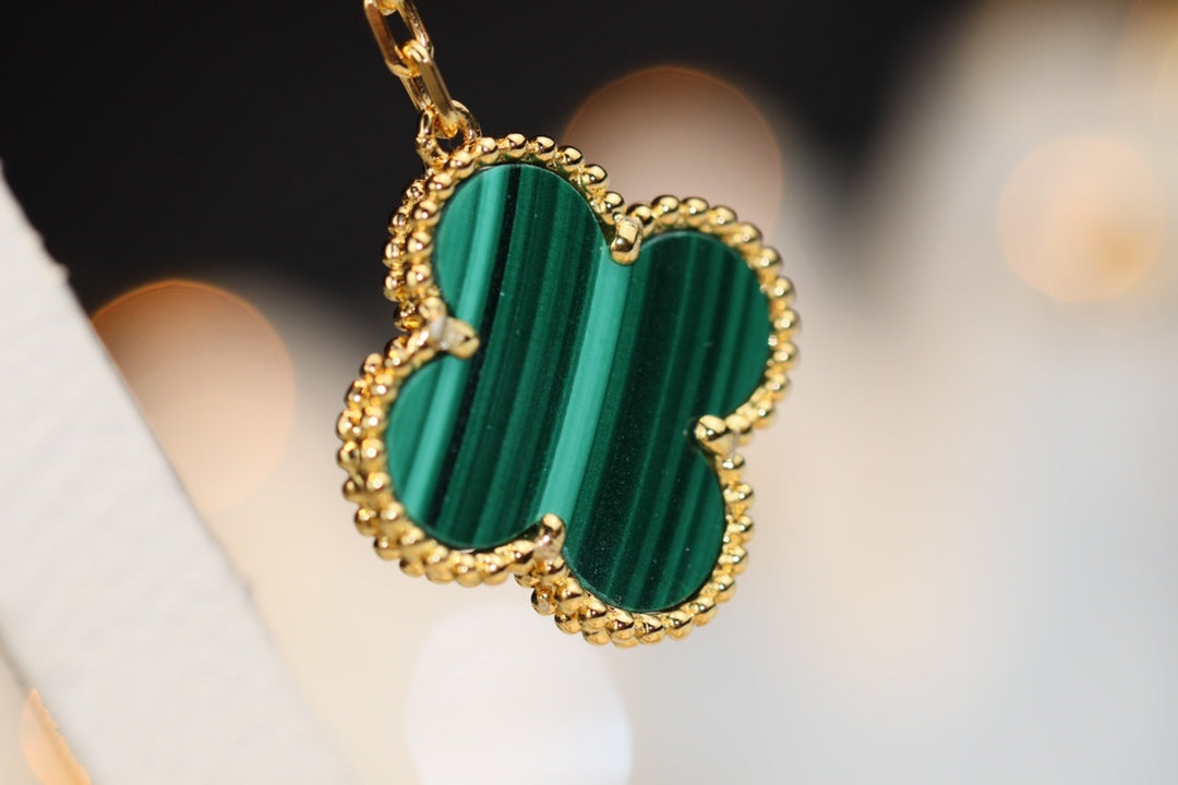 [✨ROSE✨]CLOVER EARRINGS GOLD MALACHITE DIAMOND 3 MOTIF