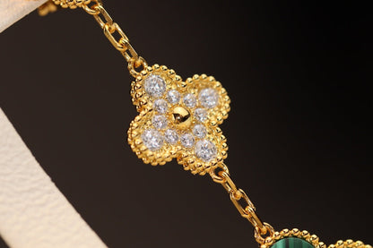 [✨ROSE✨]CLOVER EARRINGS GOLD MALACHITE DIAMOND 3 MOTIF