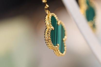 [✨ROSE✨]CLOVER EARRINGS GOLD MALACHITE DIAMOND 3 MOTIF