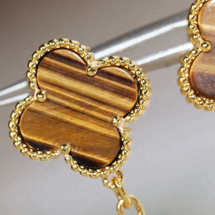 [✨ROSE✨]CLOVER  2 MOTIF  TIGER EYE CARNELIAN EARRINGS