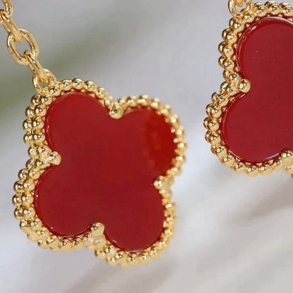 [✨ROSE✨]CLOVER  2 MOTIF  TIGER EYE CARNELIAN EARRINGS