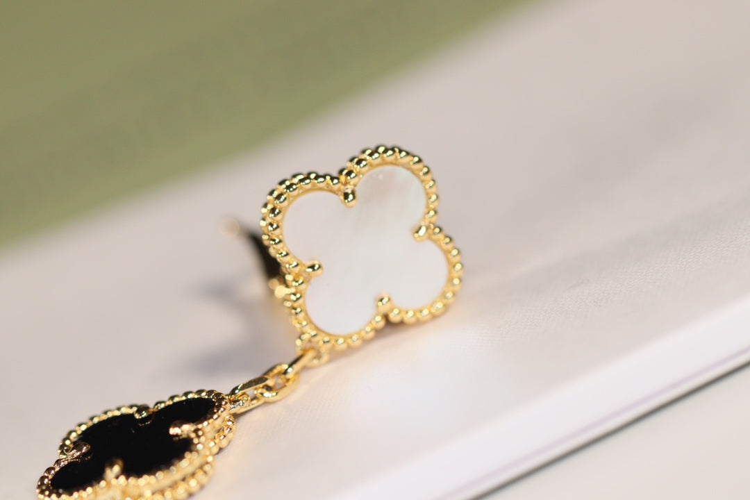 [✨ROSE✨]CLOVER EARRINGS GOLD ONYX MOP 3 MOTIF