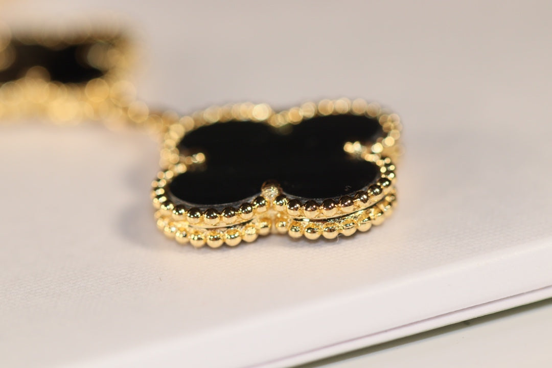 [✨ROSE✨]CLOVER EARRINGS GOLD ONYX MOP 3 MOTIF