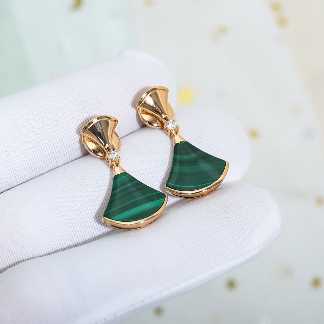 [✨ROSE✨]DREAM MALACHITE PINK GOLD EARRINGS