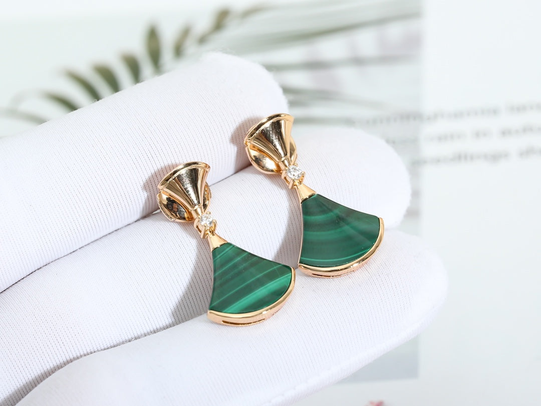 [✨ROSE✨]DREAM MALACHITE PINK GOLD EARRINGS
