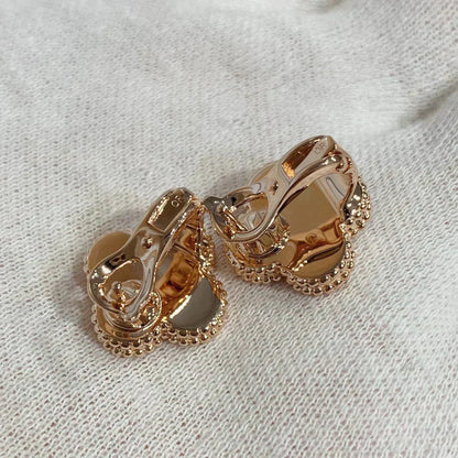 [✨ROSE✨]CLOVER MEDIUM 1 MOTIFS CARNELIAN  DIAMOND earrings
