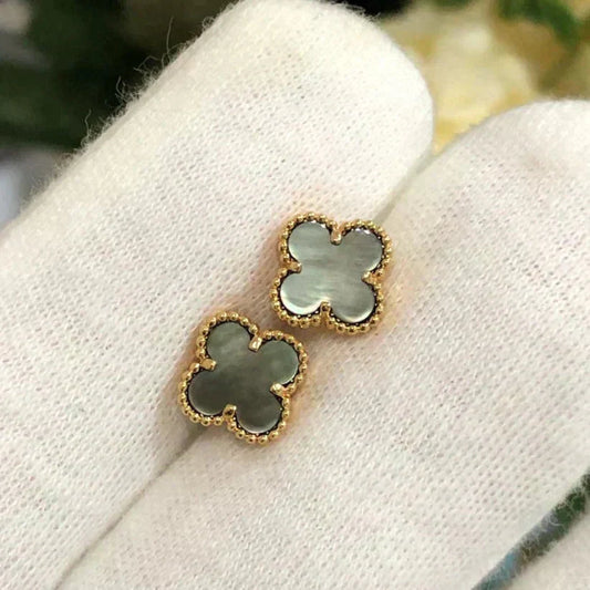 [✨ROSE✨]CLOVER MINI 9.5MM GRAY MOP EARRINGS