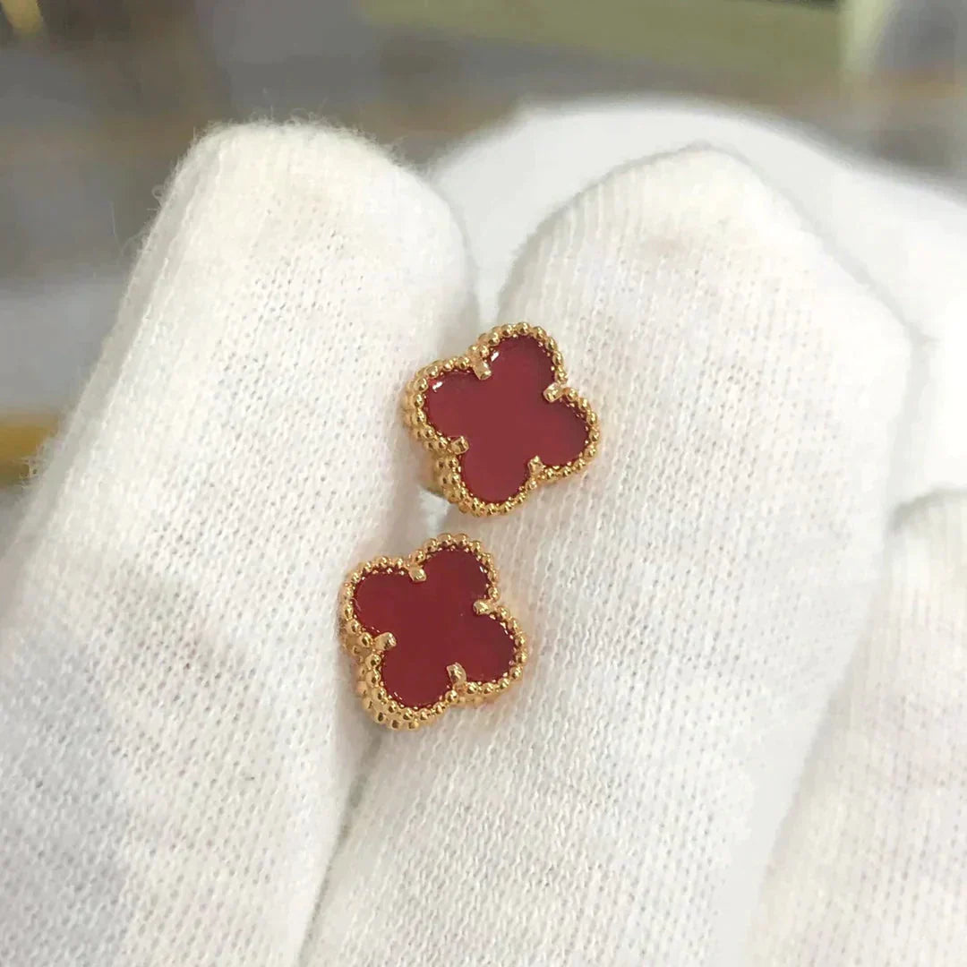 [✨ROSE✨]CLOVER MINI 9.5MM CARNELIAN EARRINGS