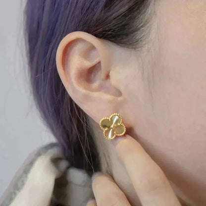 [✨ROSE✨]CLOVER MEDIUM 1 MOTIFS LASER EARRINGS