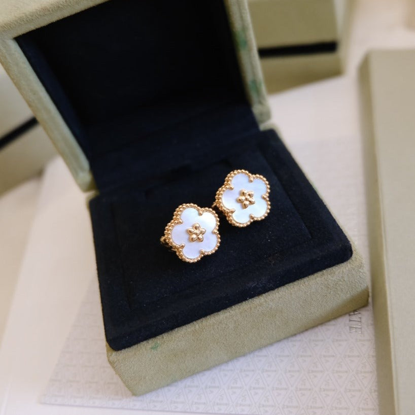 [✨ROSE✨]LUCKY PINK GOLD WHITE MOP EARRINGS