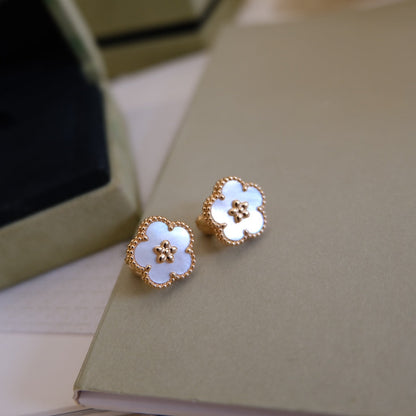 [✨ROSE✨]LUCKY PINK GOLD WHITE MOP EARRINGS