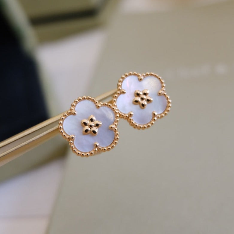 [✨ROSE✨]LUCKY PINK GOLD WHITE MOP EARRINGS