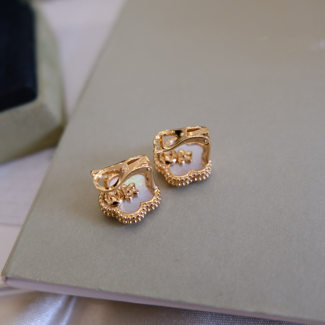 [✨ROSE✨]LUCKY PINK GOLD WHITE MOP EARRINGS