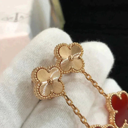[✨ROSE✨]CLOVER 2 MOTIF  LASER CARNELIAN EARRINGS