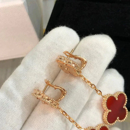 [✨ROSE✨]CLOVER 2 MOTIF  LASER CARNELIAN EARRINGS
